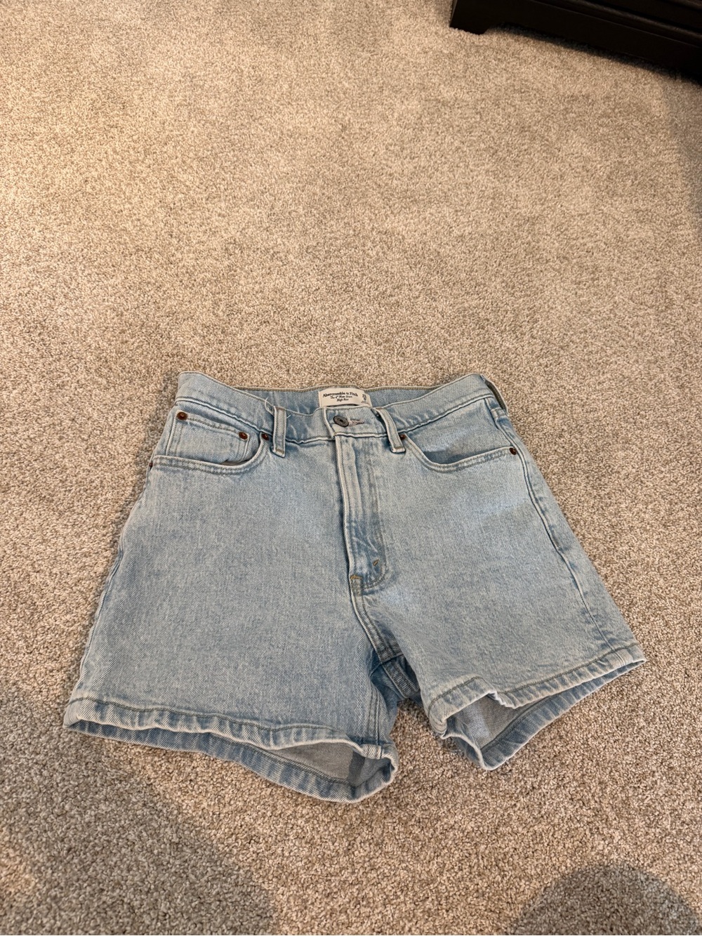 Abercrombie & Fitch Light Blue High-Waist Denim Shorts - Picture 2 of 3